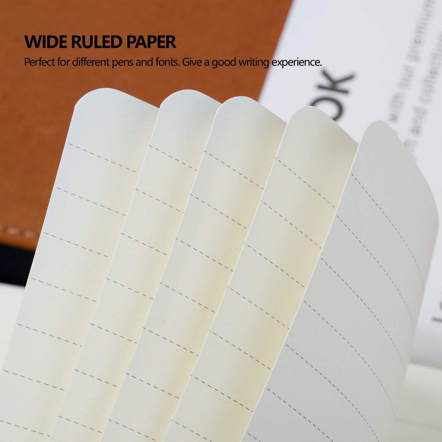 Lemome Thick Classic Notebook with Pen Loop - A5 College Ruled Hardcover Writing Notebook with Pocket + Page Dividers Gifts, Banded, Large, 180 Pages, 8.4 x 5.7 in