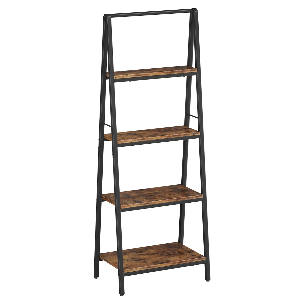 Homeiju Ladder Shelf, 4-Tier Leaning Ladder Bookshelf, Rustic and Wood Ladder Shelf Bookcase, Industrial Ladder Shelf Storage Rack for Home Office, Bedroom, Bathroom or Kitchen