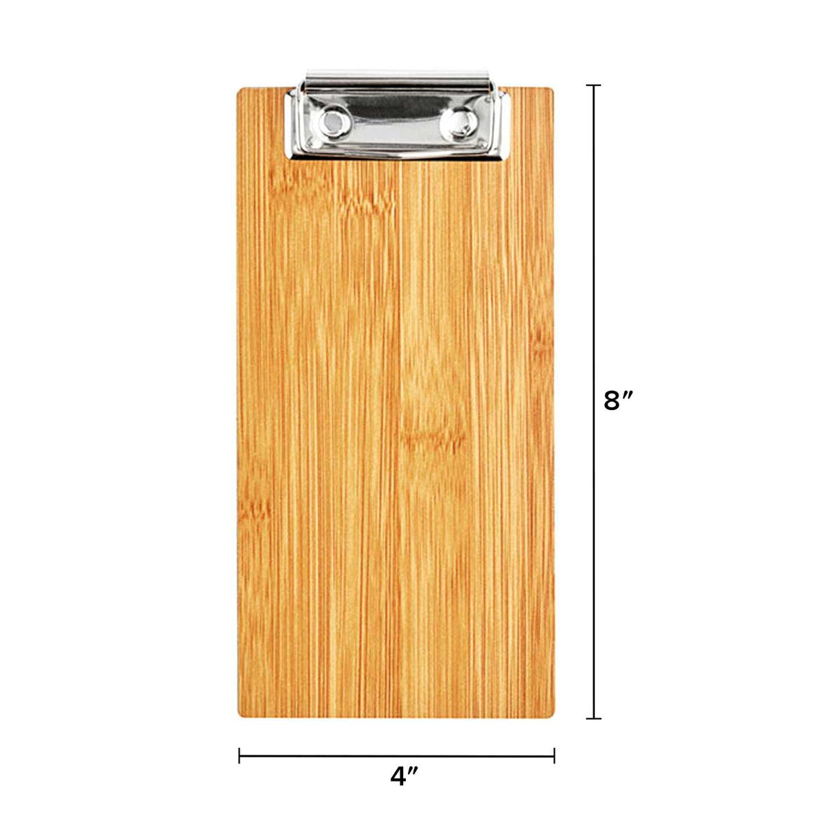 LZMS 4 Pcs 4" x 8" Light Wood Color Clipboards - Menu Holder - Check Presenter with Low Profile Clip - for Pocket Sized Notepads