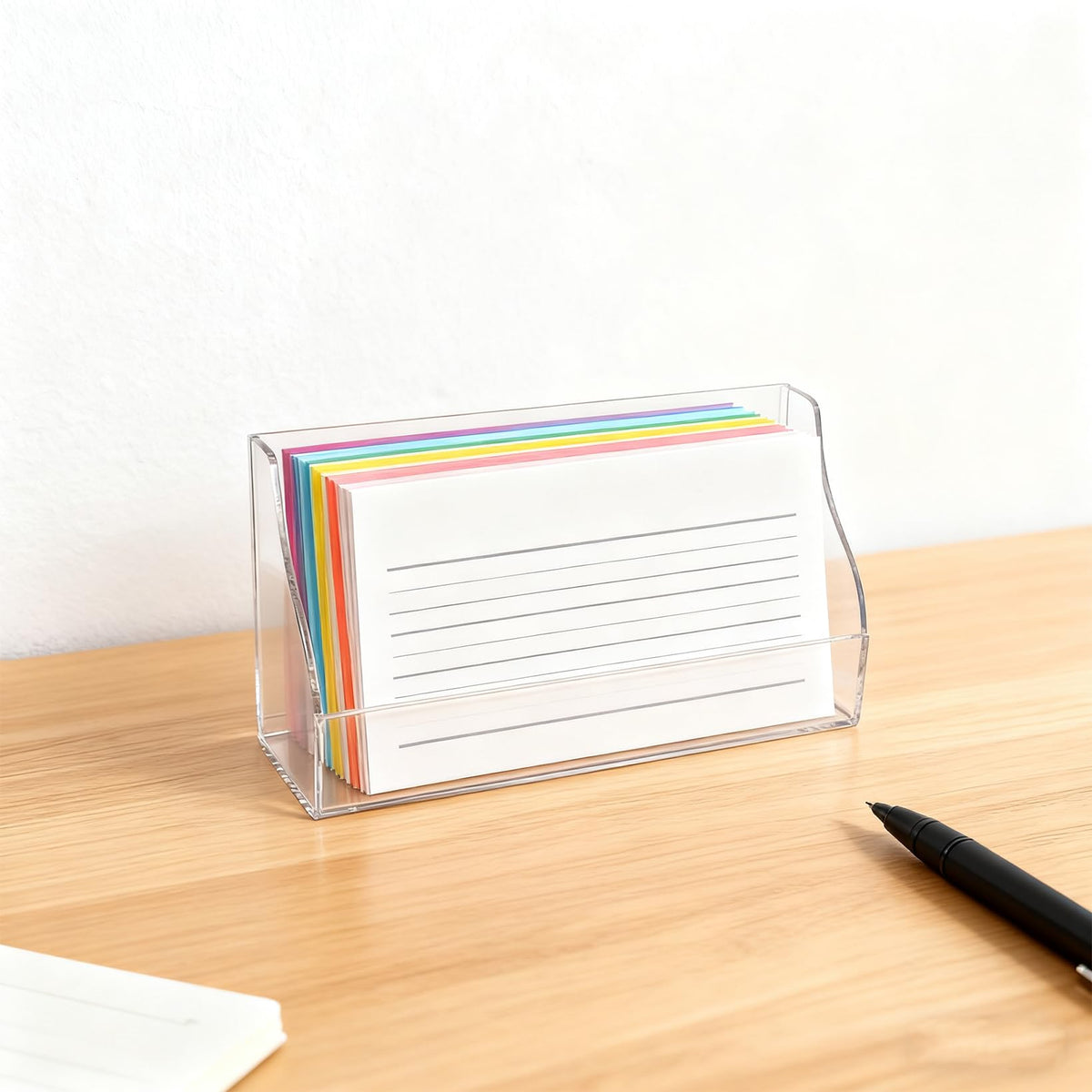 Goklmn 2 Pack Index Card Display Stand 5x8 Inch Acrylic Cards Holder for Desk Clear Postcard Stand Note Card Holder Index Cards Organizer Case Business Card Stand for Office Business