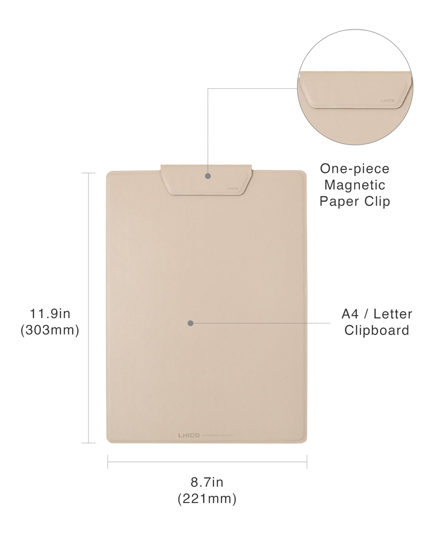 LHiDS Magnetic Clipboard – Slim Leather Writing Board with Detachable Pen Holder, Professional Magnetic Clipboards for Office, (A4 Letter Size, 9x12.5) (Apricot, A4 Letter)