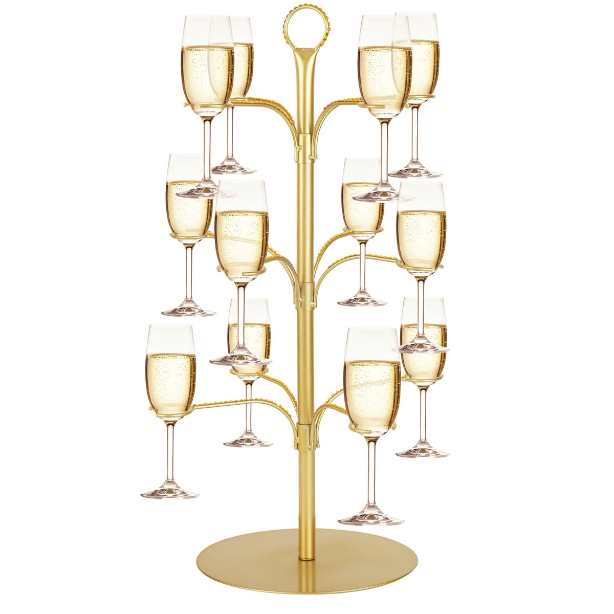 ALIMOTA Cocktail Tree Stand for Drinks Champagne Tower Wine Glasses Holder, 3 Tier 12 Holders, Bar Home Drinks Tree Display Suitable for Gin, Cocktails, Champagne, Wine