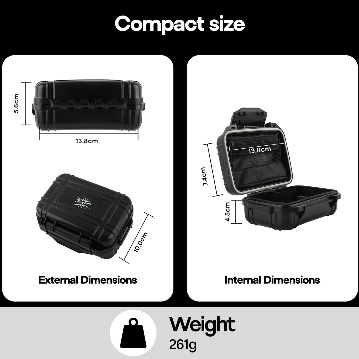 Linsoul Kiwi Ears SONICAP Waterproof Earbud Case,Hard Protective IEM Storage Box with EVA Lining,Hard Carrying Bag for Headphones,Earphone,Travel Carrying Case Fit for ZS10 Pro,Zero:2,EW300 (Black)