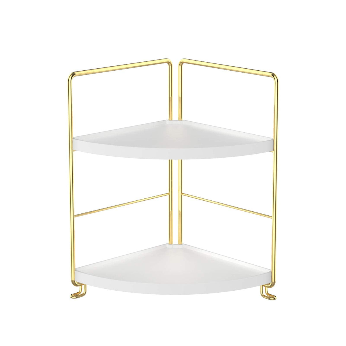 kaileyouxiangongsi 2-Tier Kitchen Spice Rack-Corner Bathroom Shelf- Triangle Standing Storage Rack for Bathroom, Living Room, Bedroom, Kitchen (Golden)