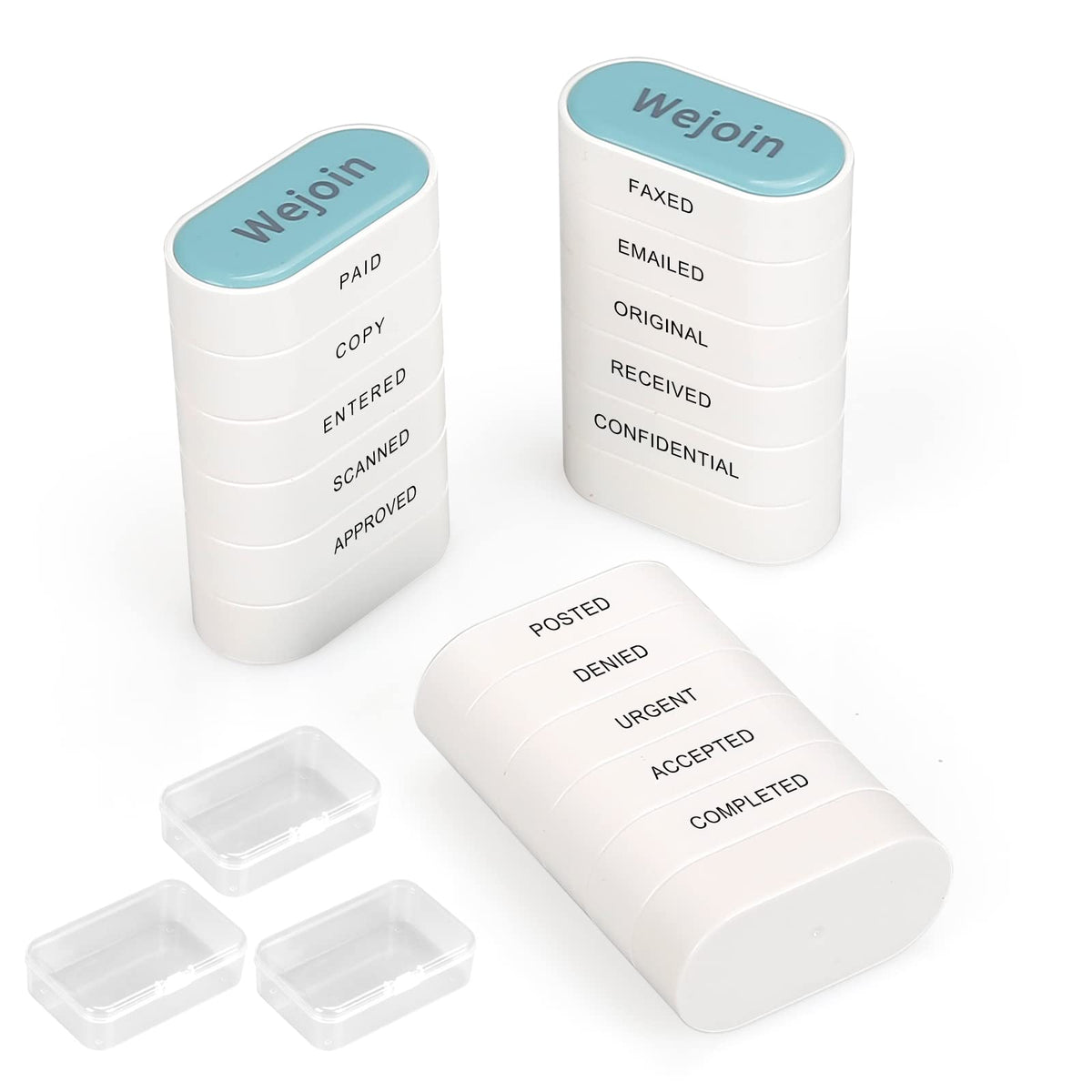 Total Office Stamps Set 15PCs, Self Inking Rubber Stamps “Paid Copy Entered Scanned Approved Posted Denied Urgent Accepted Completed FAXED EMAILED Original Received Confidential” for Business Use