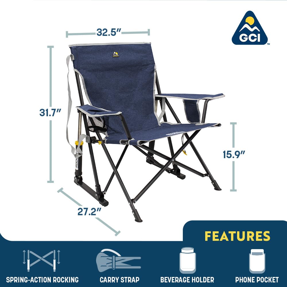GCI OUTDOOR Kickback Rocker Outdoor Rocking Chair with Beverage Holder