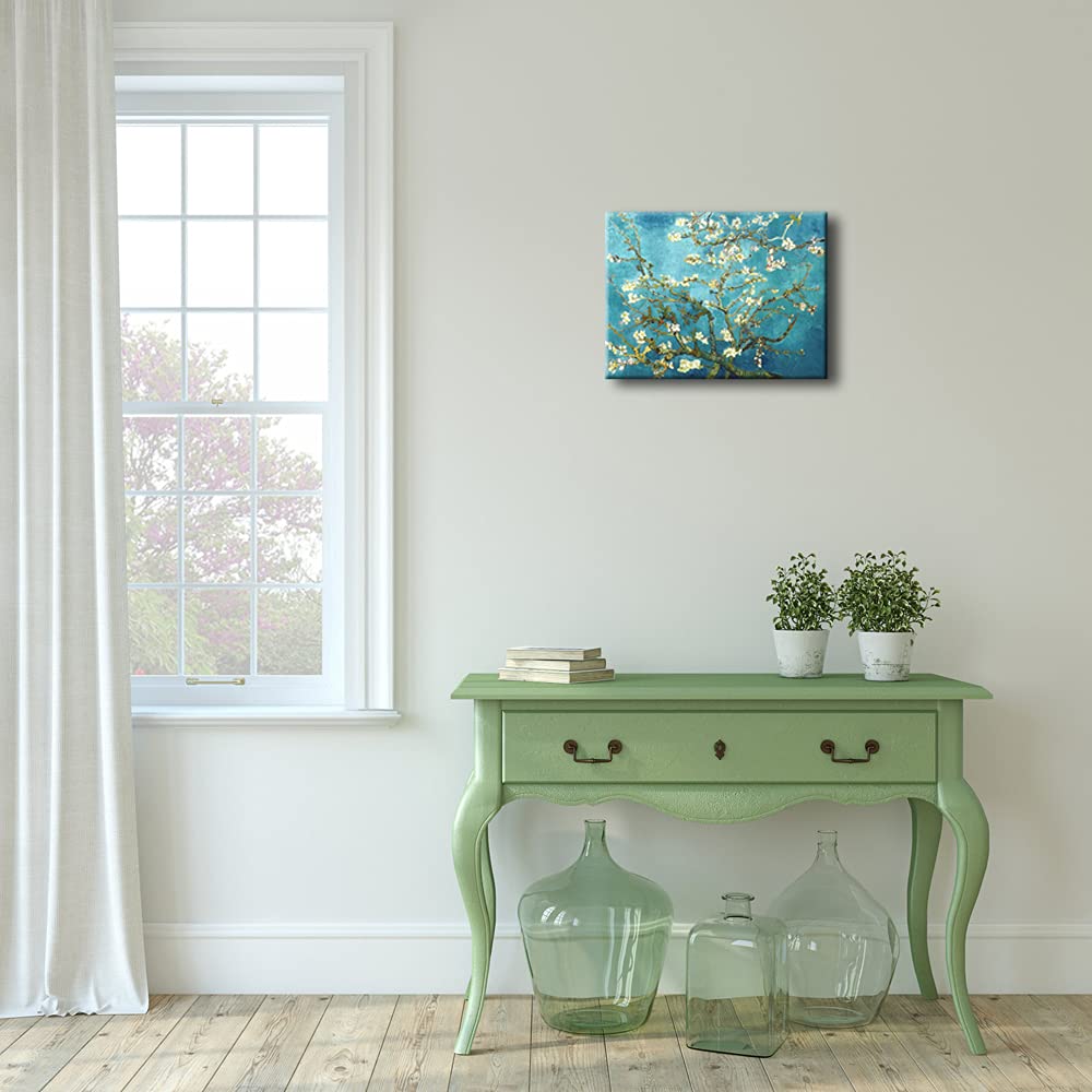 Pyradecor Modern Almond Blossom Famous Oil Paintings Reproduction Canvas Prints by Van Gogh Floral Pictures on Canvas Wall Art for Bedroom Home Office Decorations