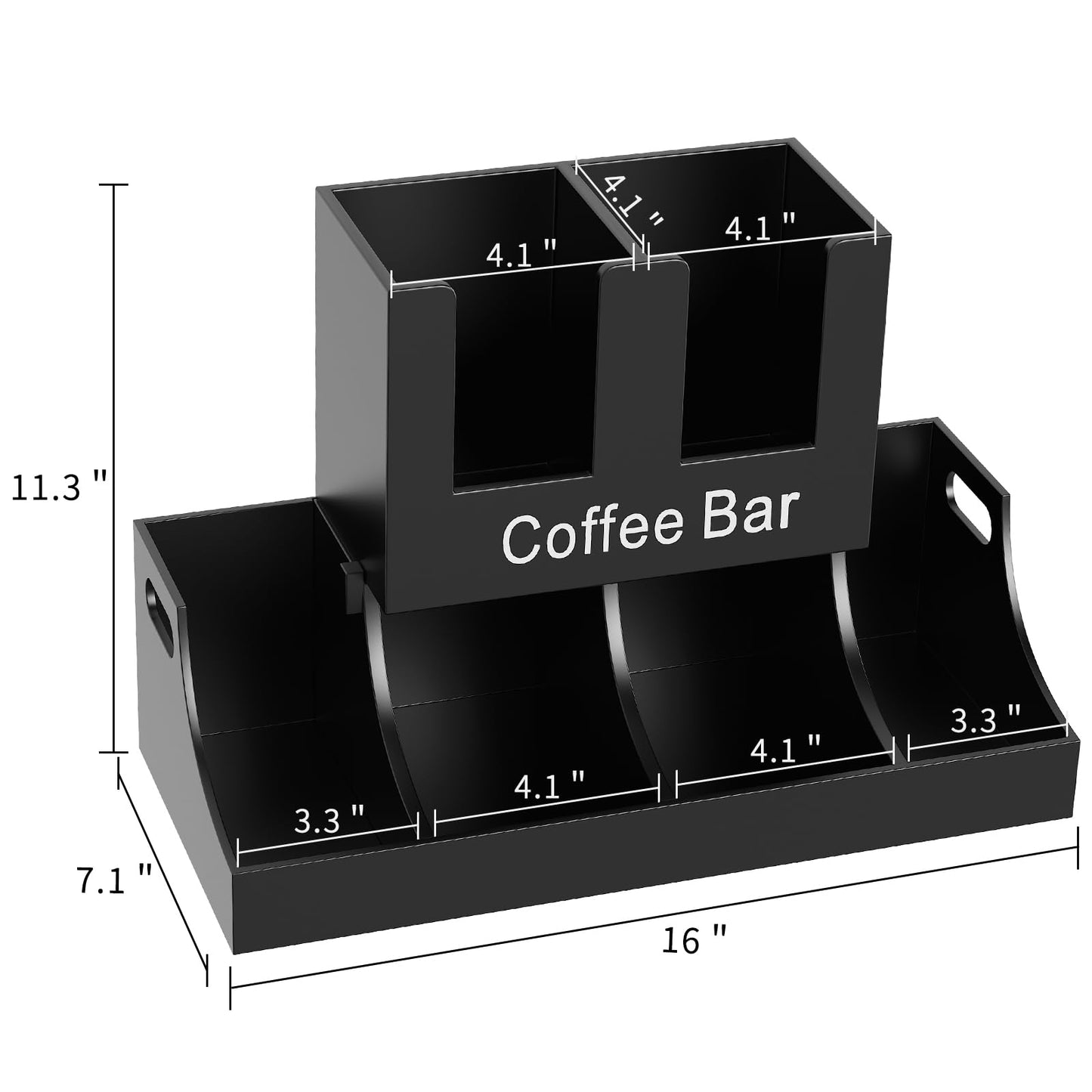 Busidhji Coffee Station Organizer, Wooden Coffee Bar Organizer for Countertop, Condiment and Cup Storage Organizer, Bar Accessories for Kitchen, Office, Home, Black
