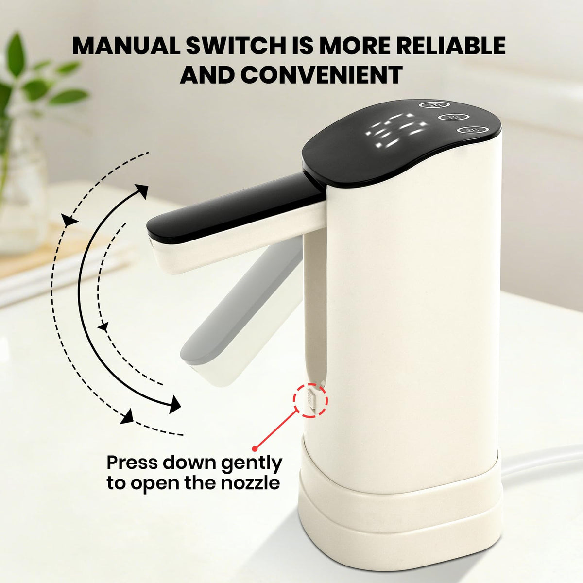 Water Dispenser for 5 Gallon Bottle with Digital Display,Portable USB Charging Electric Water Pump,3 Dispense Modes,Foldable Spout,with Two Water Pumps Dual Outlet,for Home, Kitchen, Camping, Office