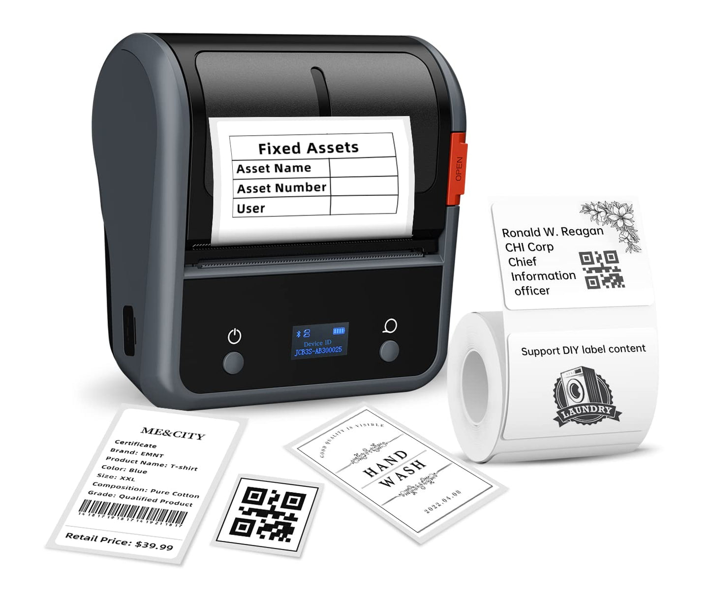 NIIMBOT Label Maker Machine, B3S Thermal Label Maker, Upgrade 3Inch Thermal Label Printer, Portable Label Maker with 1Pack 70x40mm Label, Bluetooth Label Makers for Clothing, Barcode & Small Business