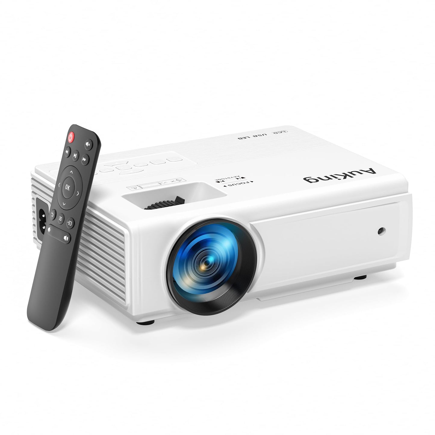 AuKing Projector, 2026 Upgraded Mini Projector, Full HD 1080P Home Theater Video Projector, Compatible with HDMI/USB/AV/Smartphone/TV Box/Laptop