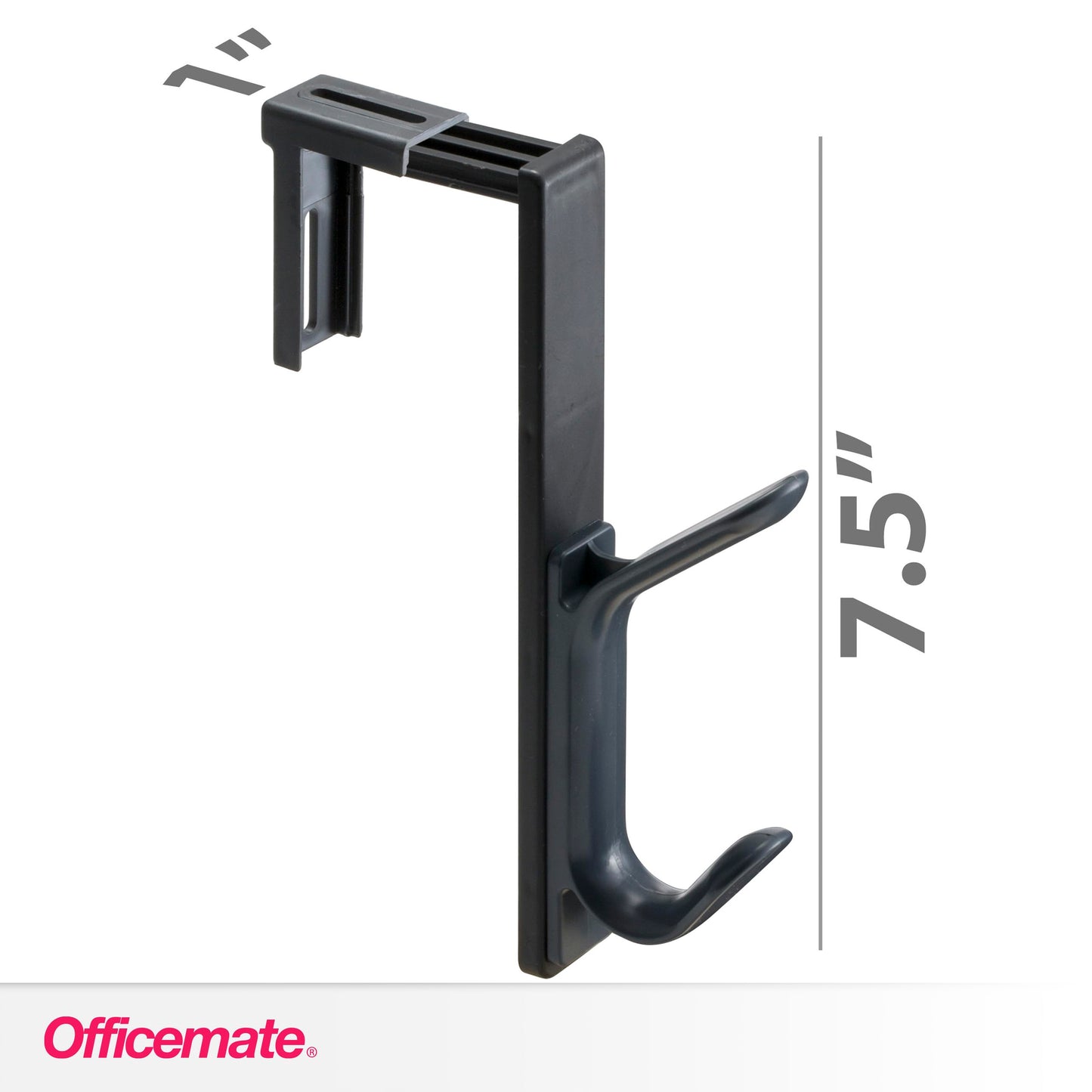Officemate Double Coat Hooks for Cubicle Panels, Adjustable 1.25-3.5 Inch, Charcoal (22005)