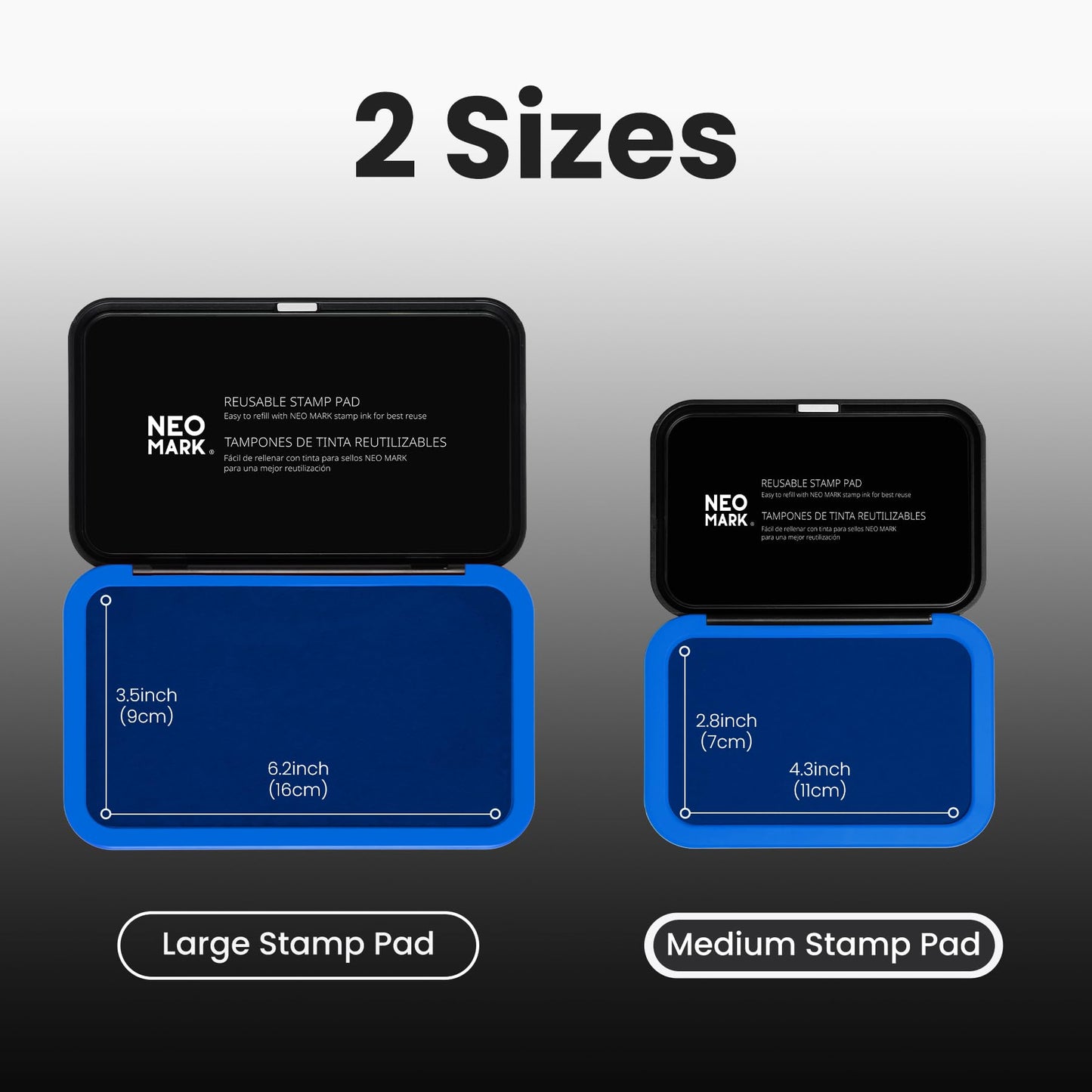 NEO MARK Medium Stamp Pad Kit (1oz Ink Included)-2.8"x 4.4", Magnetic Lid, Premium Quality Felt Stamp Pad (Blue)