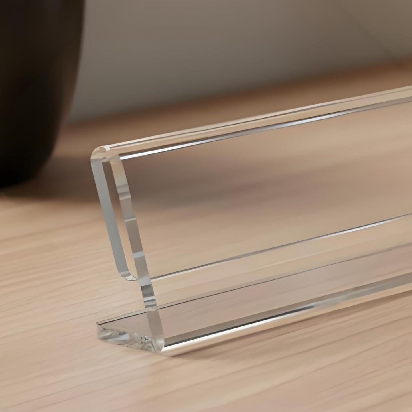 Acrylic Name Plates for Desks 12 Pack, Horizontal Slant Back 2x8 Sign Holder for Table Display, Tent Name Plate Display for Office Conference, Business Event, School Classroom (Clear)