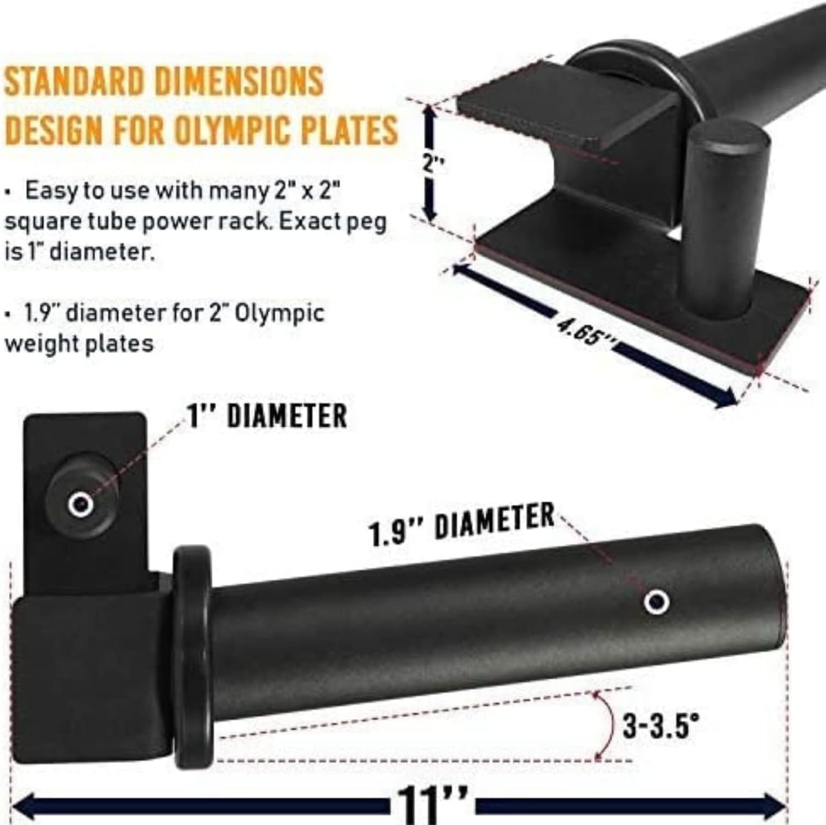 Yes4All Olympic Weight Plate Holder Attachment, Weight Plate Storage for Power Rack 2x2 Set of 4 - Fit 2 Inches Weight Plates