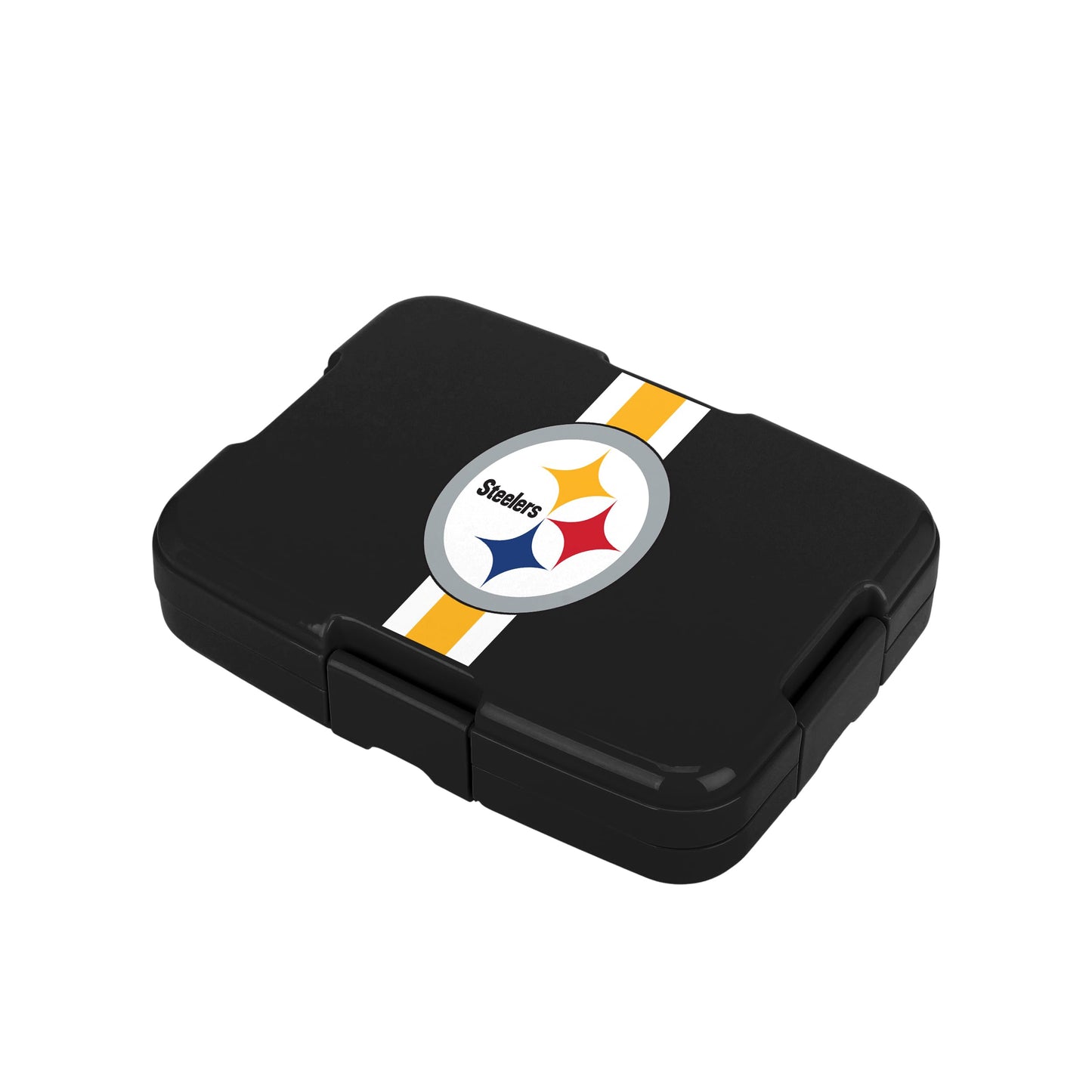 FOCO NFL Unisex-Adult Officially Licensed Team Color Stripe Primary Logo Football Leak Proof 5 Compartment Bento Lunch Box - Pittsburgh Steelers