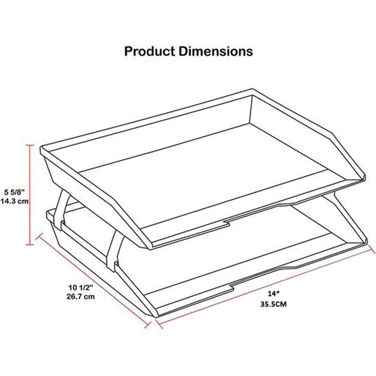 Acrimet Facility 2 Tier Letter Tray, Side Load, Letter Size/A4, Desktop File Organizer, Plastic (Black Color)