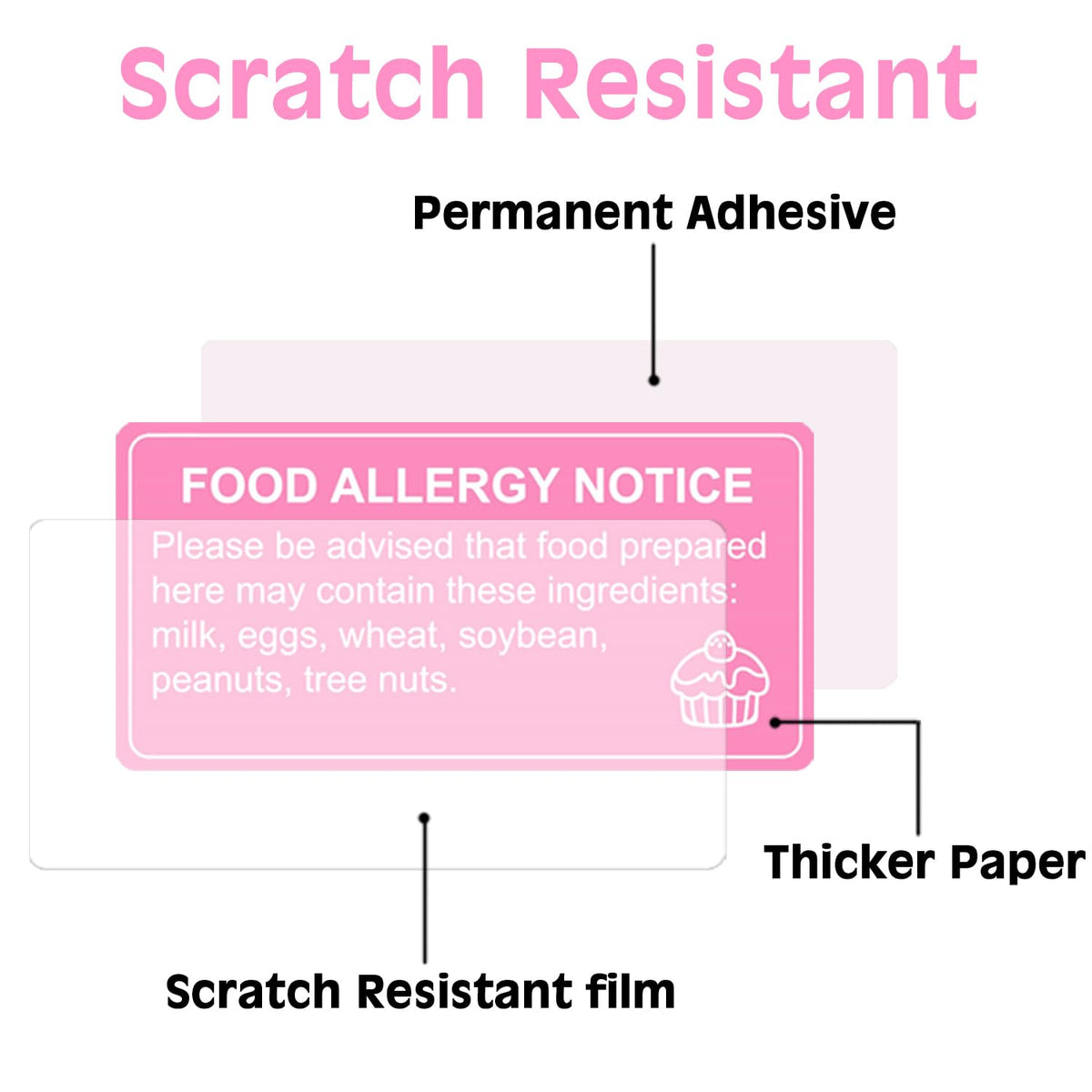 Hepertise 500 Pcs Food Allergy Stickers, 1x2 Inch Labels for Bakery, Cookie, Kitchen