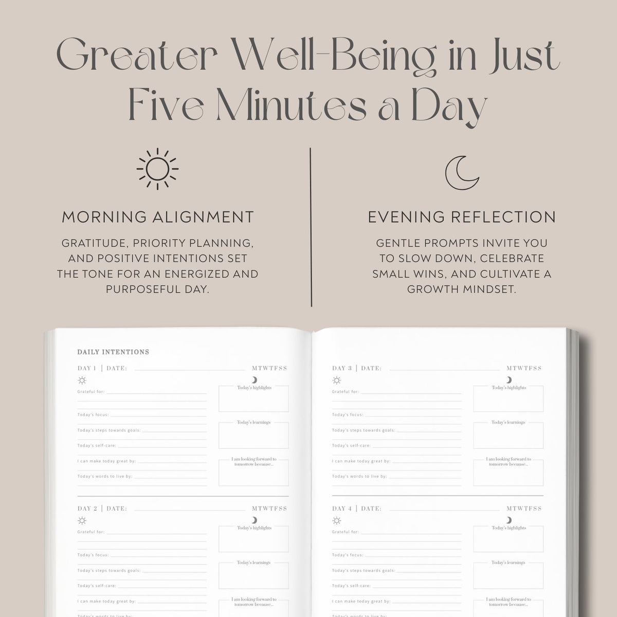 YOU – The Well-being Journal by Olive + Page – 6-Month Guided Self Care Journal with Gratitude Prompts, Daily Planner, Habit Tracker, and Reflection – Undated Wellness Journal – Linen Gold Foil Cover (Olive)