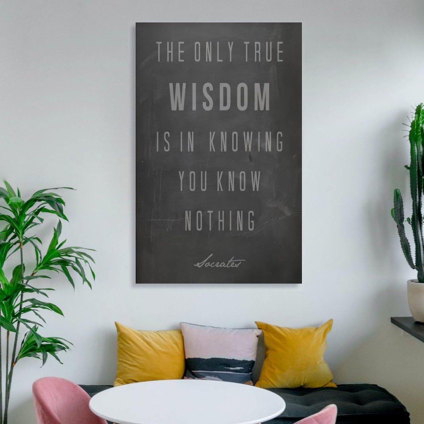 Minimalist Quote The Only True Wisdom Knowing You Know Nothing Canvas Printing Wall Art Prints Wall Decor Posters Scandinavian Bohemian for Living Room Bedroom Office Study 16x24inch(40x60cm)