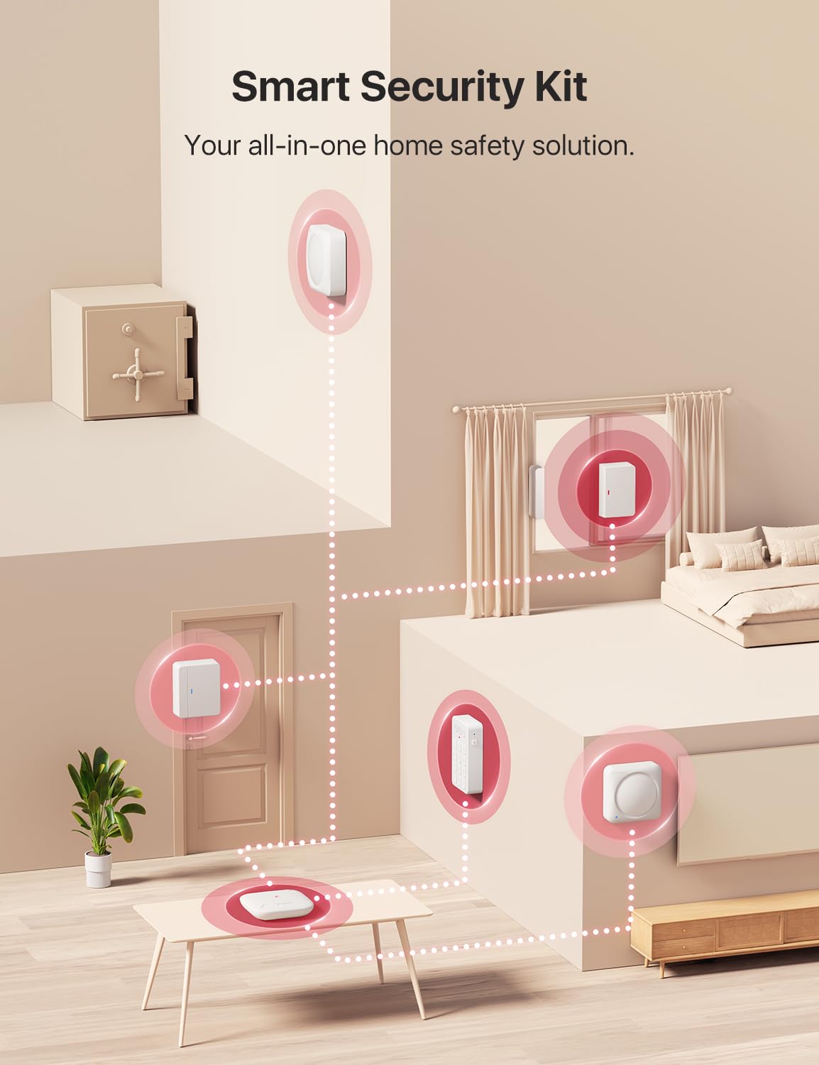X-Sense Smart Home Security System, Wireless Security System 5-Piece Set, Supports Mobile App Alerts, Compatible with Alexa, Includes 1 Base Station, 2 Door Sensors, 1 Motion Sensor, 1 Keypad, AS05