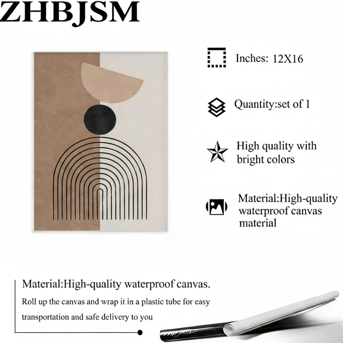 ZHBJSM Minimalist Abstract Wall Art Set of 3 Geometric Line Print Dual-Tone Earthy Tone Modern Scandinavian Boho Chic Decor for Bedroom Living Room Office 12x16 Inch Unframed