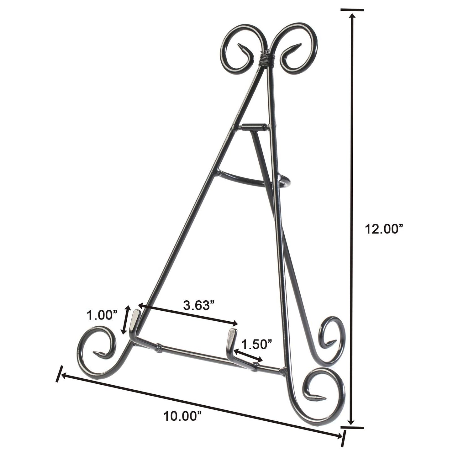 Huji Sturdy Iron Display Stand Holder For Home Kitchen Decoration Platters, Pictures, Frames and Books. (1, 12")