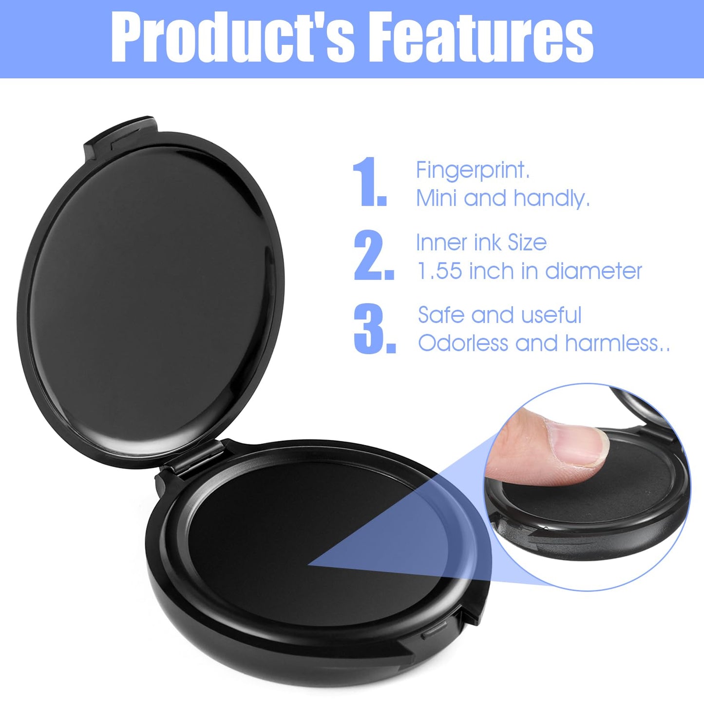 Afcabakila 24PCS Fingerprint Thumbprint Ink Pads, Mini Black Water-Based Ink Stamp Pads for Notary Supplies, Office, ID Security, Law Enforcement, Fingerprint Cards, Home Use Office use