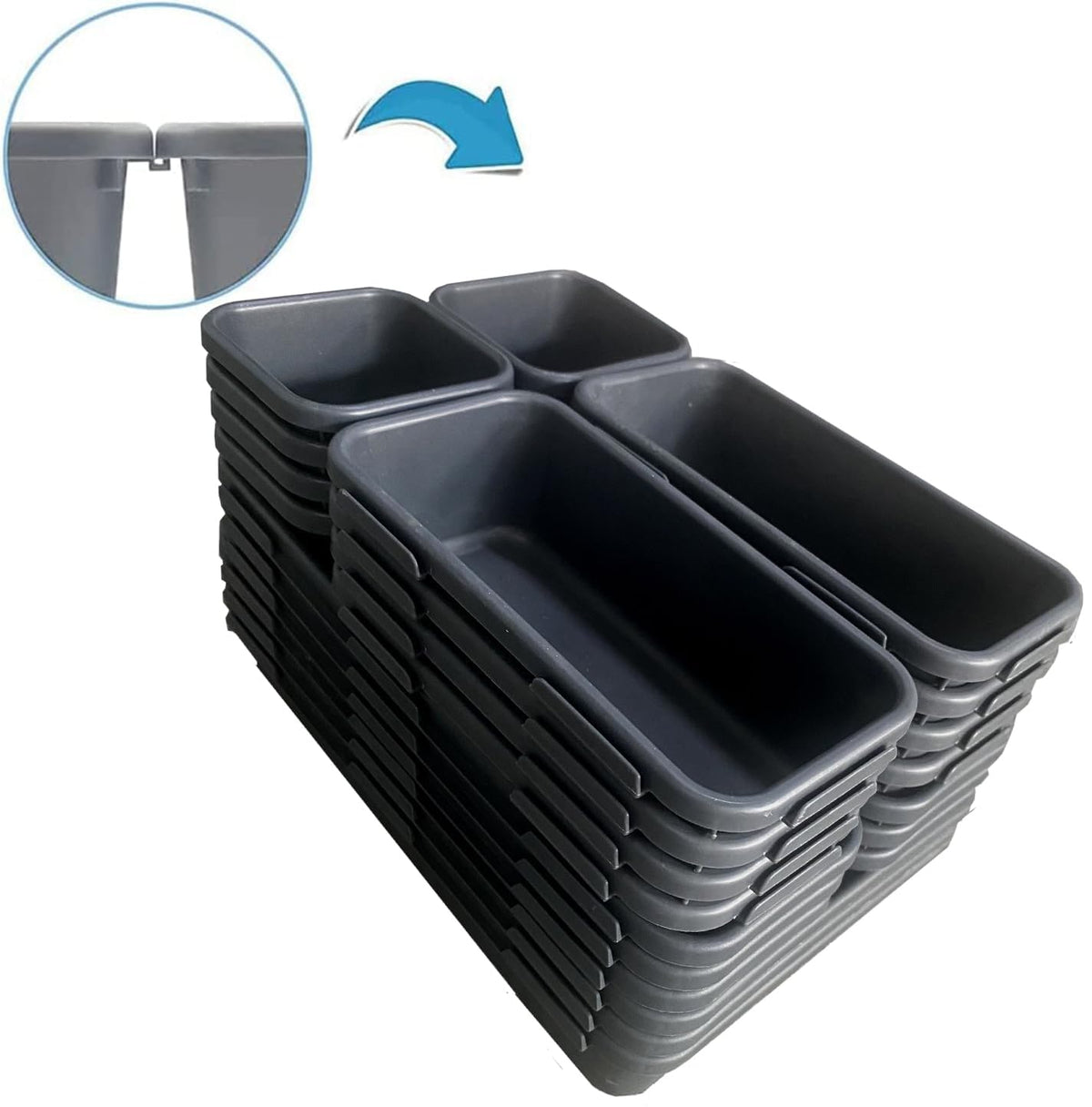 Kutesna 25 PCS Interlocking Desk Drawer Organizer Separator for Office,Bathroom,Kitchen,Makeup,Tool（4 Sizes）
