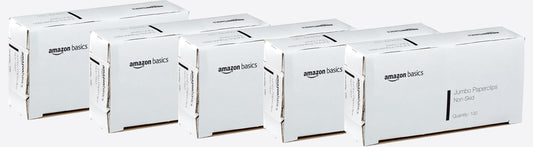 Amazon Basics Jumbo Size Office Paper Clips, Non-Skid, Silver, 1000 Count, 10 Packs of 100, A7072557