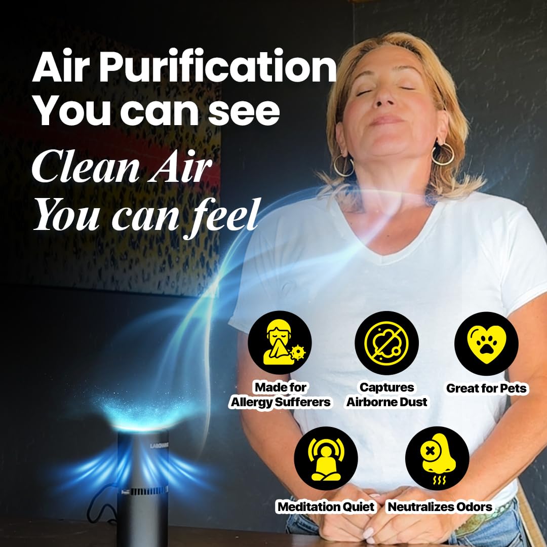 LabCharge Small Ionic Air Purifier for Home & Bedroom – Silent HEPA Filter – Covers 250 Sq Ft - Free Cleaner – Compact & Black Design - Pack of 5