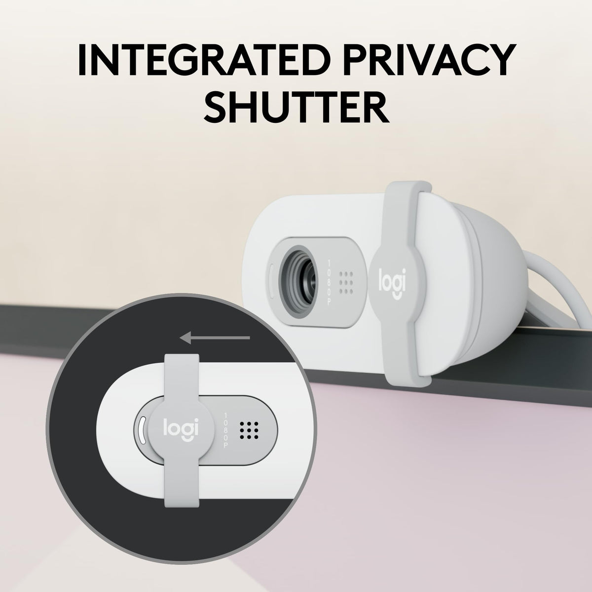Logitech Brio 100 Full HD 1080p Webcam for Meetings, Streaming, Desktop, Laptop, PC - Built-in Mic, Shutter, Works with Zoom, Microsoft Teams, Nintendo Switch 2’s new GameChat Mode-Off -White
