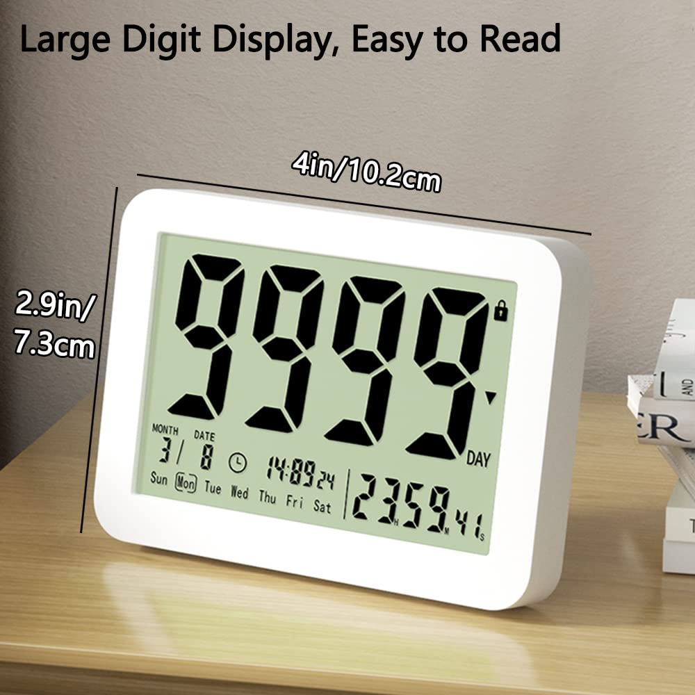 MOSTRUST Digital Countdown Days Timer Clock- 9999 Days Count Down Timer with Stand Strong Magnetic Back for Retirement Wedding Vacation Birthday Exam Lab Kitchen Cooking