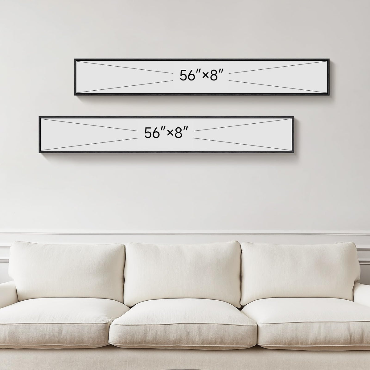 Framed Long Narrow Vertical Abstract Wall Art Set, 2 Piece Black White Gold Luxury Modern Canvas Prints Paintings Artwork for Walls, Pictures for Entryway Hallway Living Room Dining Bedroom Wall Decor