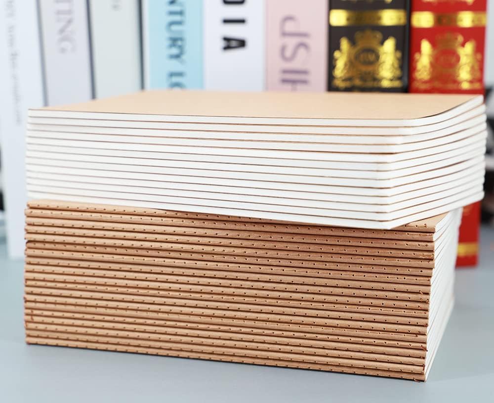 24 Pack A5 Kraft Notebook Journals for Writing 8.3x5.5 Inches Size College Ruled Subject Notebooks 60 Pages with Lined Paper Students and Office Notebook
