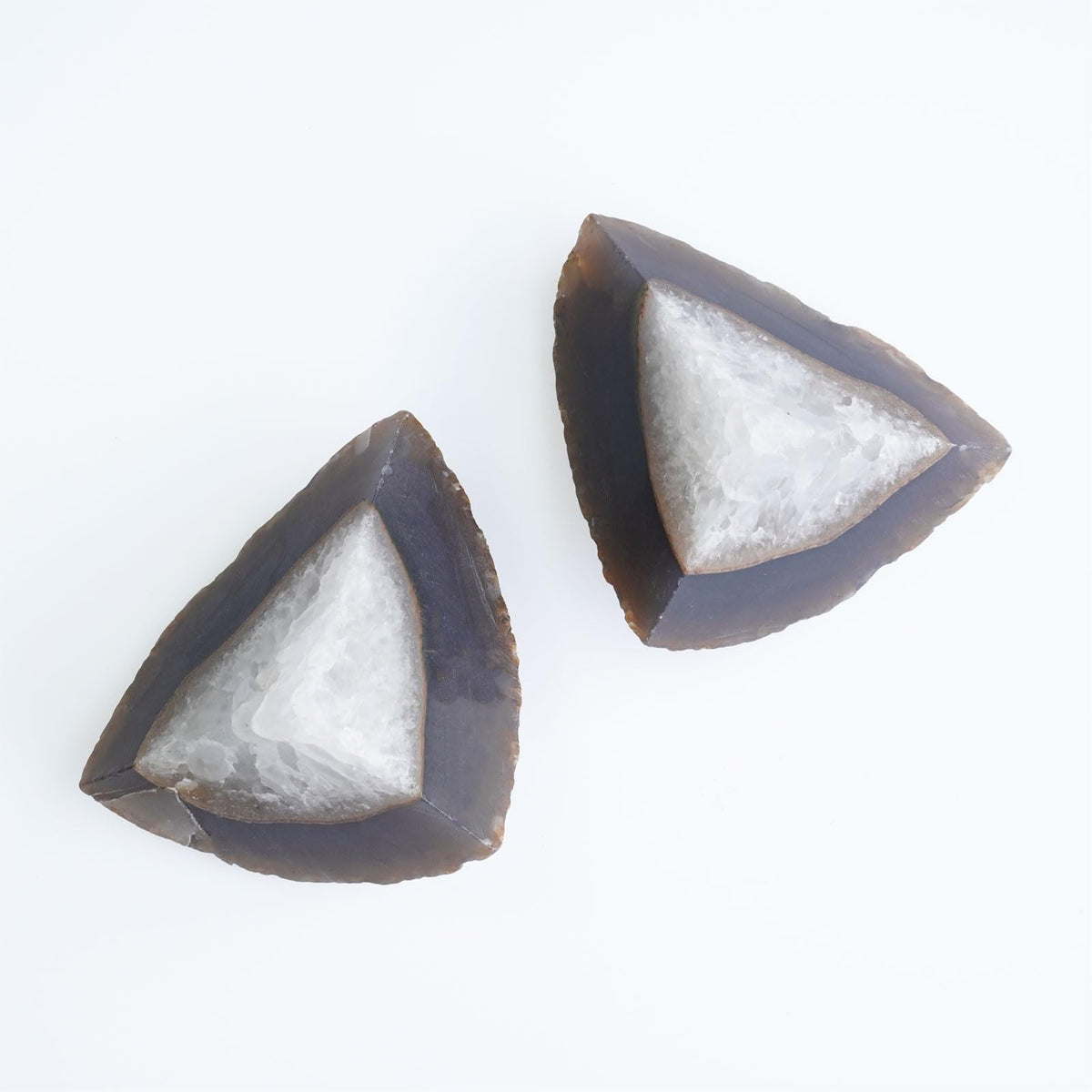 Sisamn Natural Agate Geode Bookends - 2 to 3 lb Heavy Duty Rock Crystal Stone Book Ends for Shelves, with Rubber Bumpers, Decorative Book Holders for Home Office