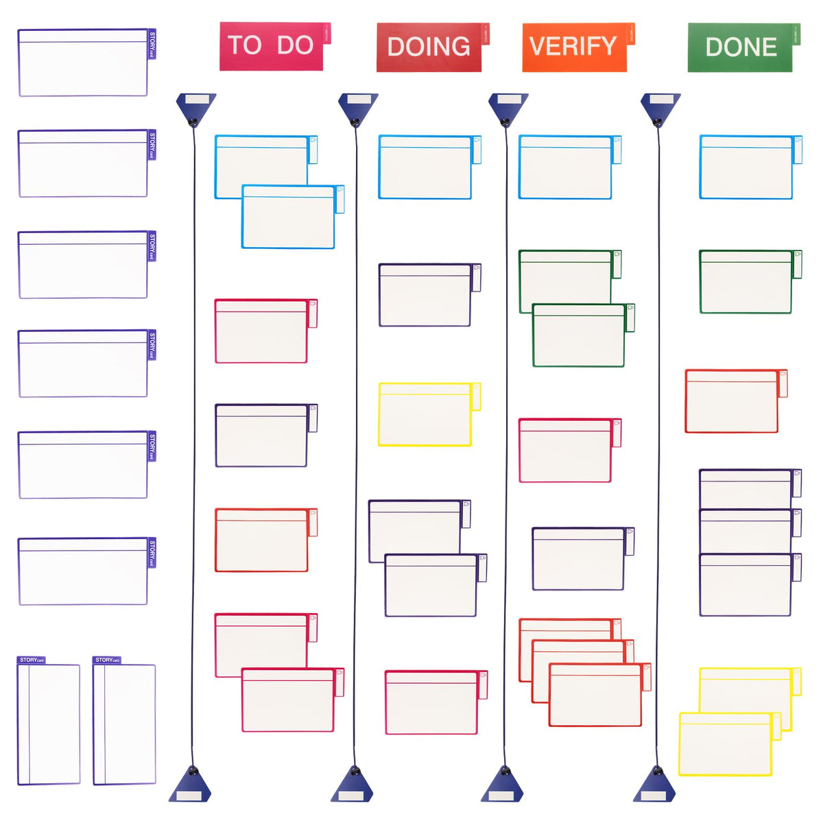 Scrum Board Tool Kit Magnetic Kanban Board, Office Task Management System with to Do, Doing, Verify, Done Columns, 4-Column Workflow Board for Project Planning
