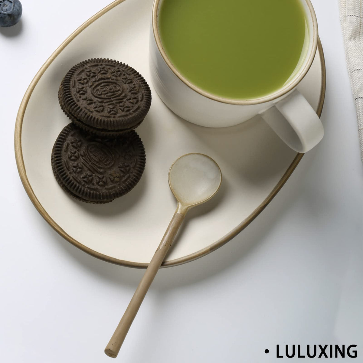 luluxing Ceramic Small Coffee Spoon 4.5inch Retro Small Porcelain Spoon Mini Teaspoons For Coffee Sugar Dessert Cute Tableware Pack of 3