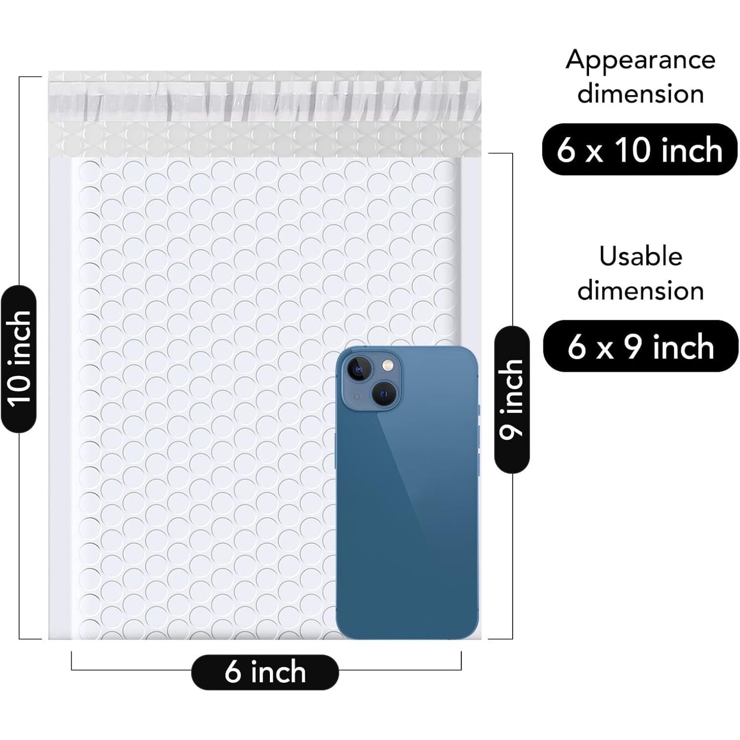 Fuxury Bubble Mailers 6x10 Inch White 50 Pack Padded Envelopes Usable Size 6x9" Thick Mailing Envelopes Bubble Opaque Padded Mailers Shipping Bags for Mailing Jewelry Makeup Small Business#0