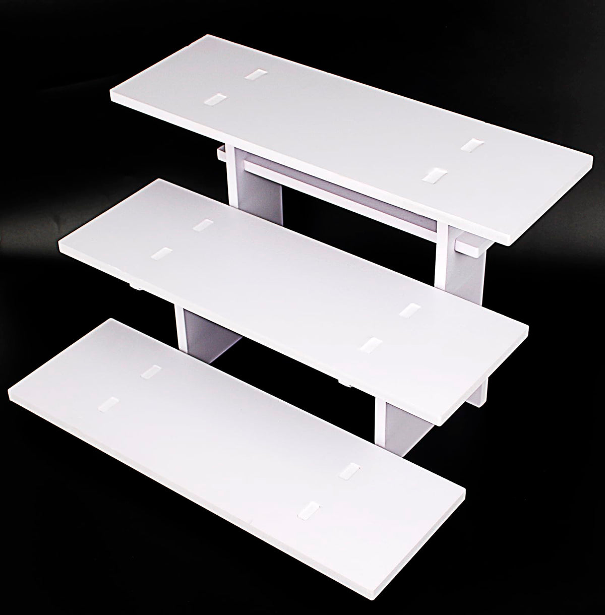 HAOWUJIN 3 Tier Staight Retail Display Racks Portable Product Shelves, White Store Retail Display Stand, Cupcake Stand, Candle Tumbler Display Rack for Craft Shows, Trade Shows, Farmers Market