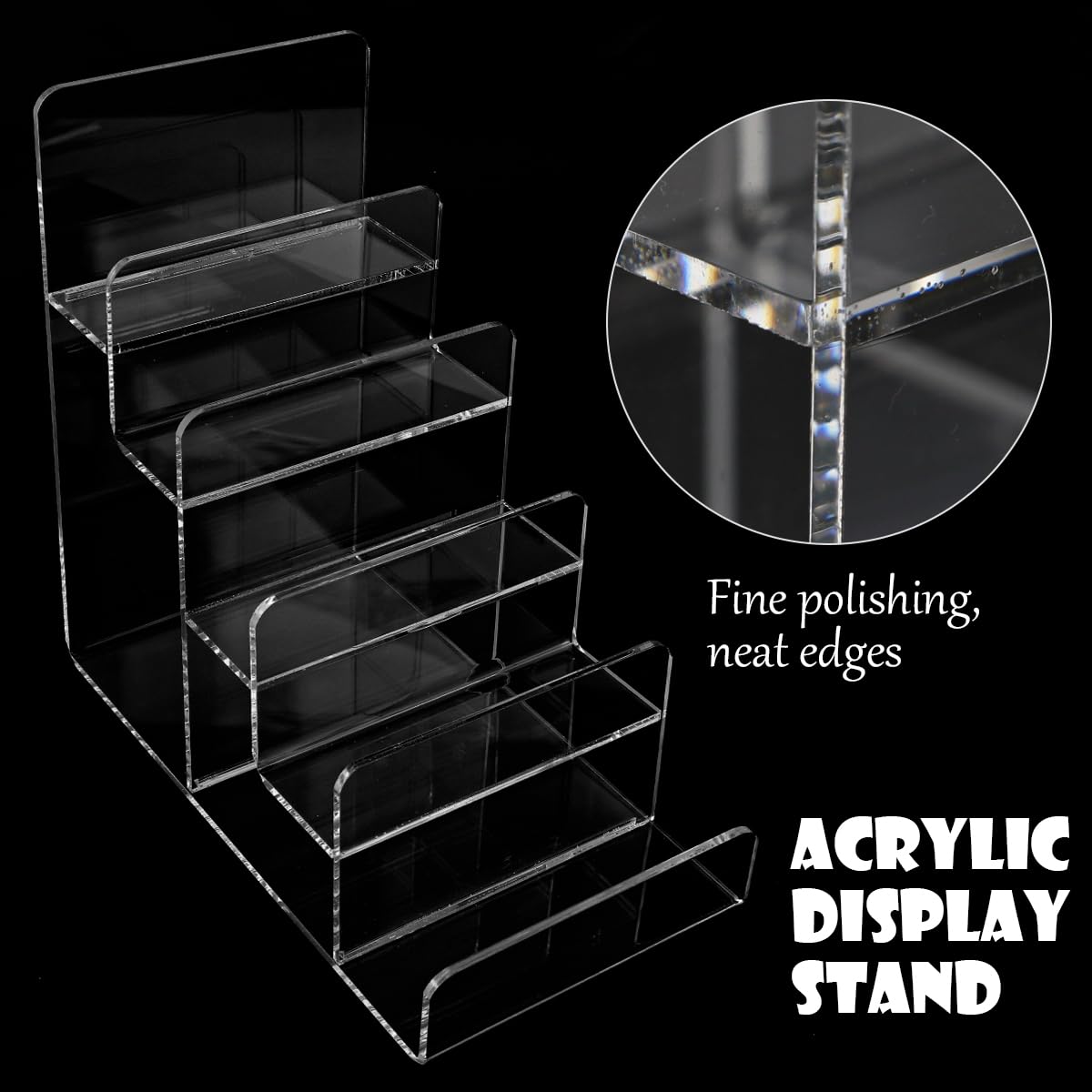 LNQ LUNIQI Acrylic Wallet Display Stand Holder 5-Tier Clear Riser Display Shelf Handbag Display Stand Holder Purse Stand Jewelry Display For Phone,Greeting Cards,Business Cards