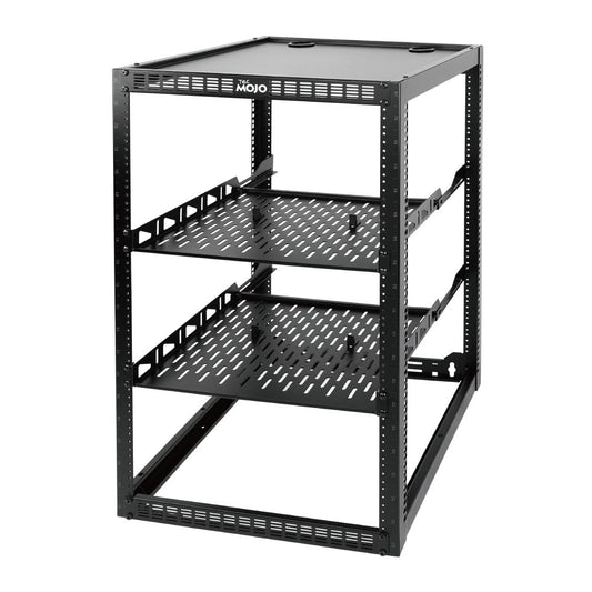 Tecmojo 20U Open Frame Network Rack for IT & AV Gear, AV Rack Floor Standing or Wall Mounted,with 2 PCS 1U Rack Shelves & Mounting Hardware,Network Rack for 19" Networking,Audio and Video Device
