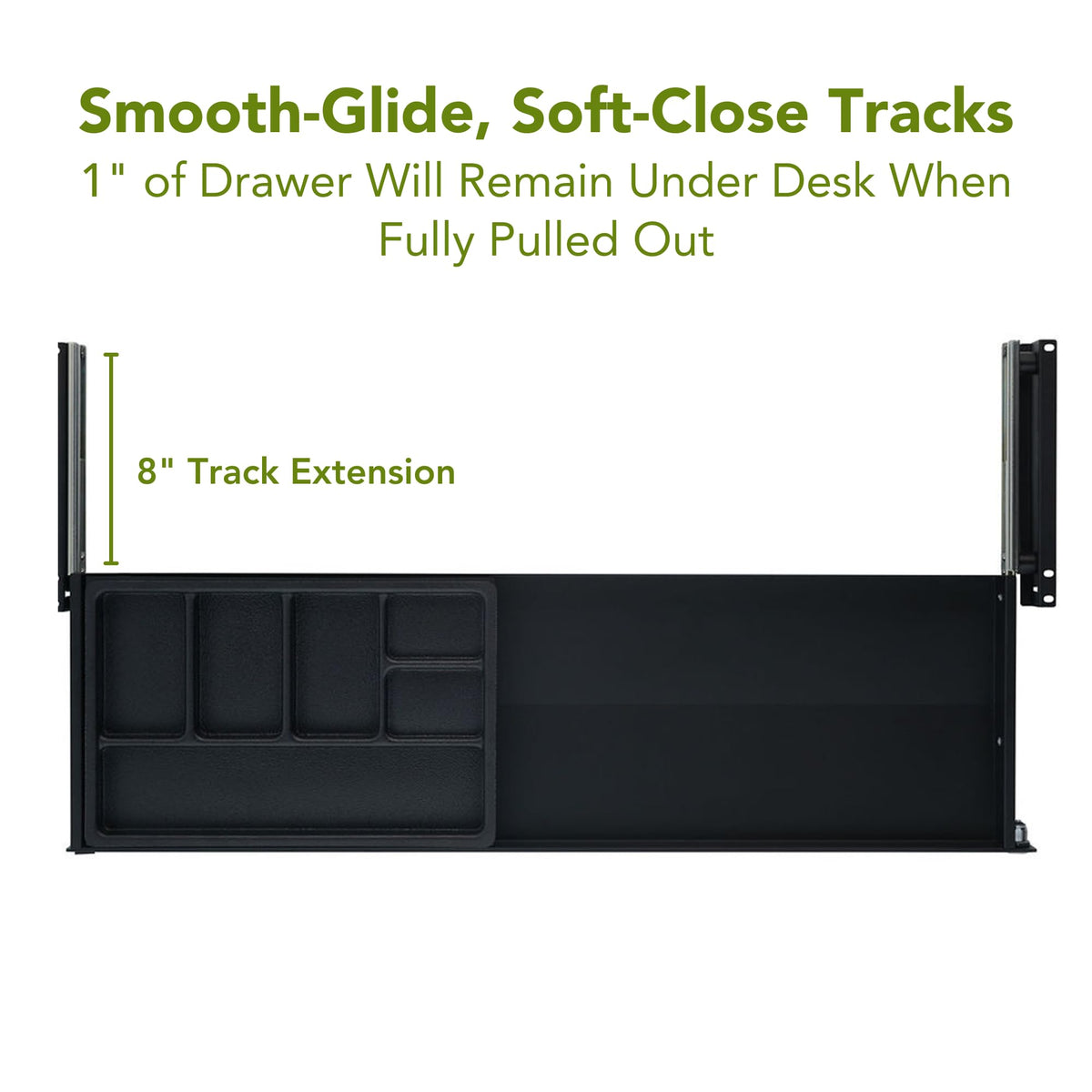 PERFECT POSTURE Under Desk Storage Drawer with Lock — Slim Pen & Pencil Drawer for Regular & Sit-Stand Standing Desks, Black (33” x 9.4”)