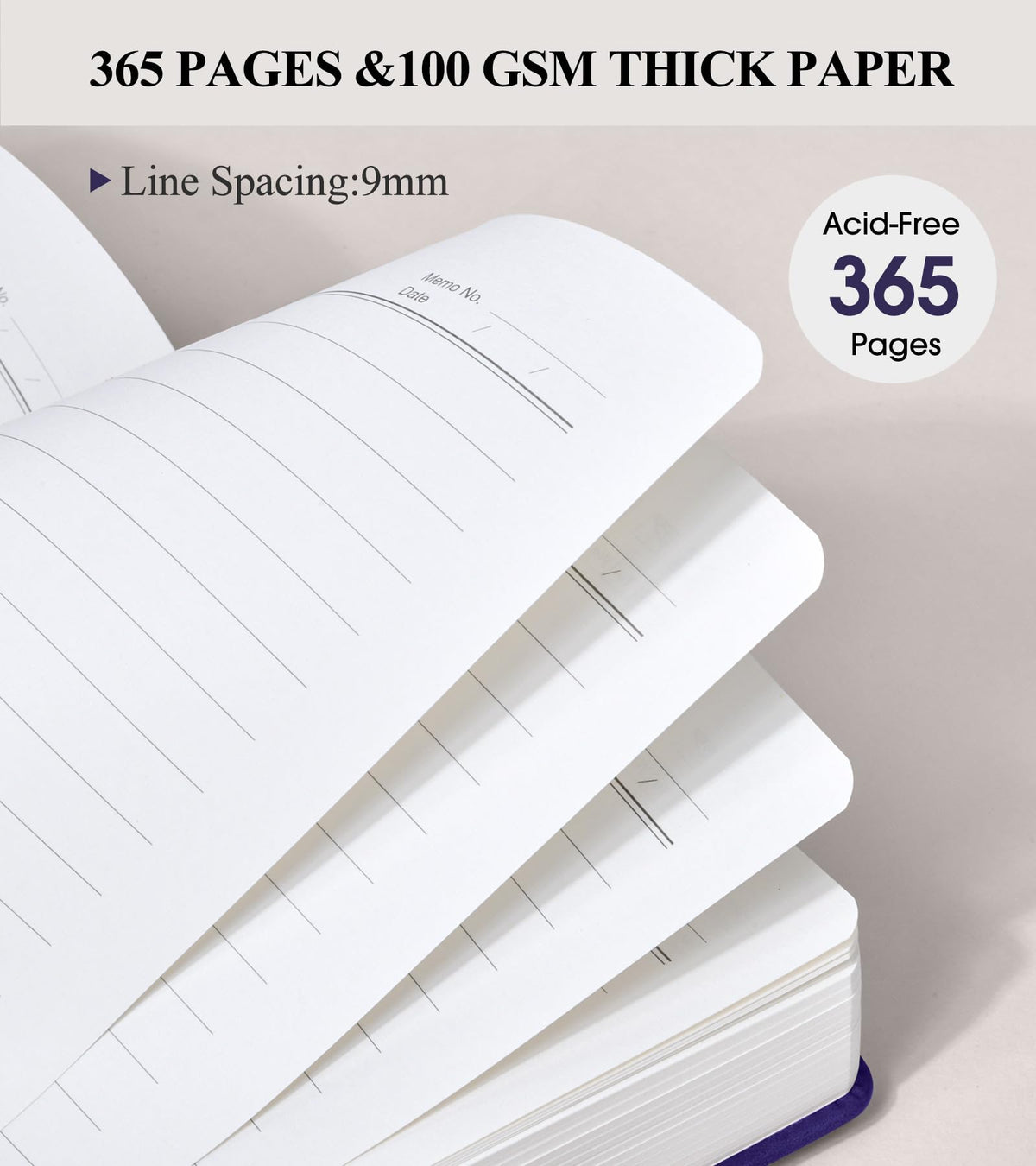 PAIBAS B5 Leather Journal Notebook, 365 Pages Thick Hardcover Lined Journal for Men Women, Large 7.6" x 10" College Ruled Notebooks for Work, School, Travel, Business, Note Taking, Writing Diary
