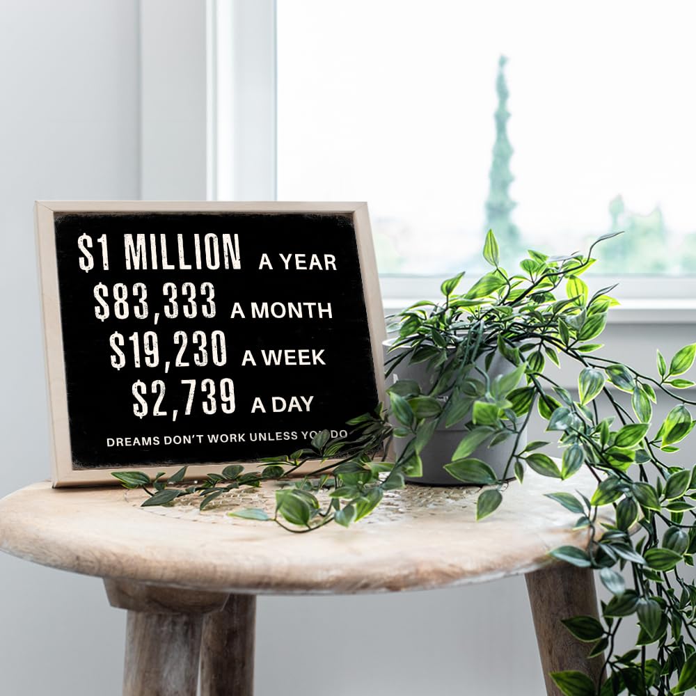 Motivational Success Wall Art 11x14 - LARGE Entrepreneur Inspirational Quotes for Office - Millionaire Mindset Hustle Decor - Office Wall Decor for Men - Executive Business Financial Black Print