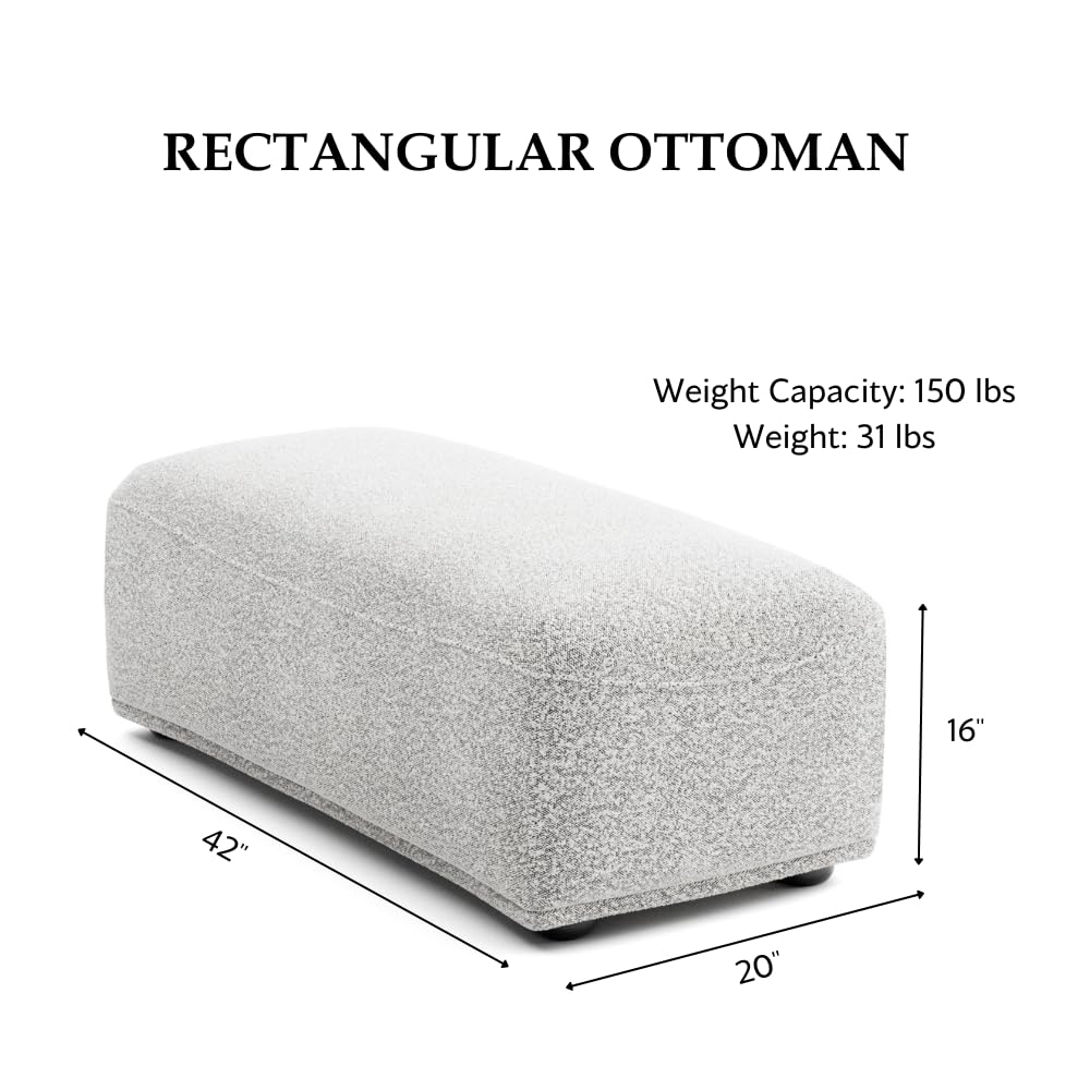 Furniture of America Tatiana Modern Boucle Modular Rectangular Ottoman for Living Room, Office, Free-Combined, FSC & Oeko TEX Certified, Light Gray