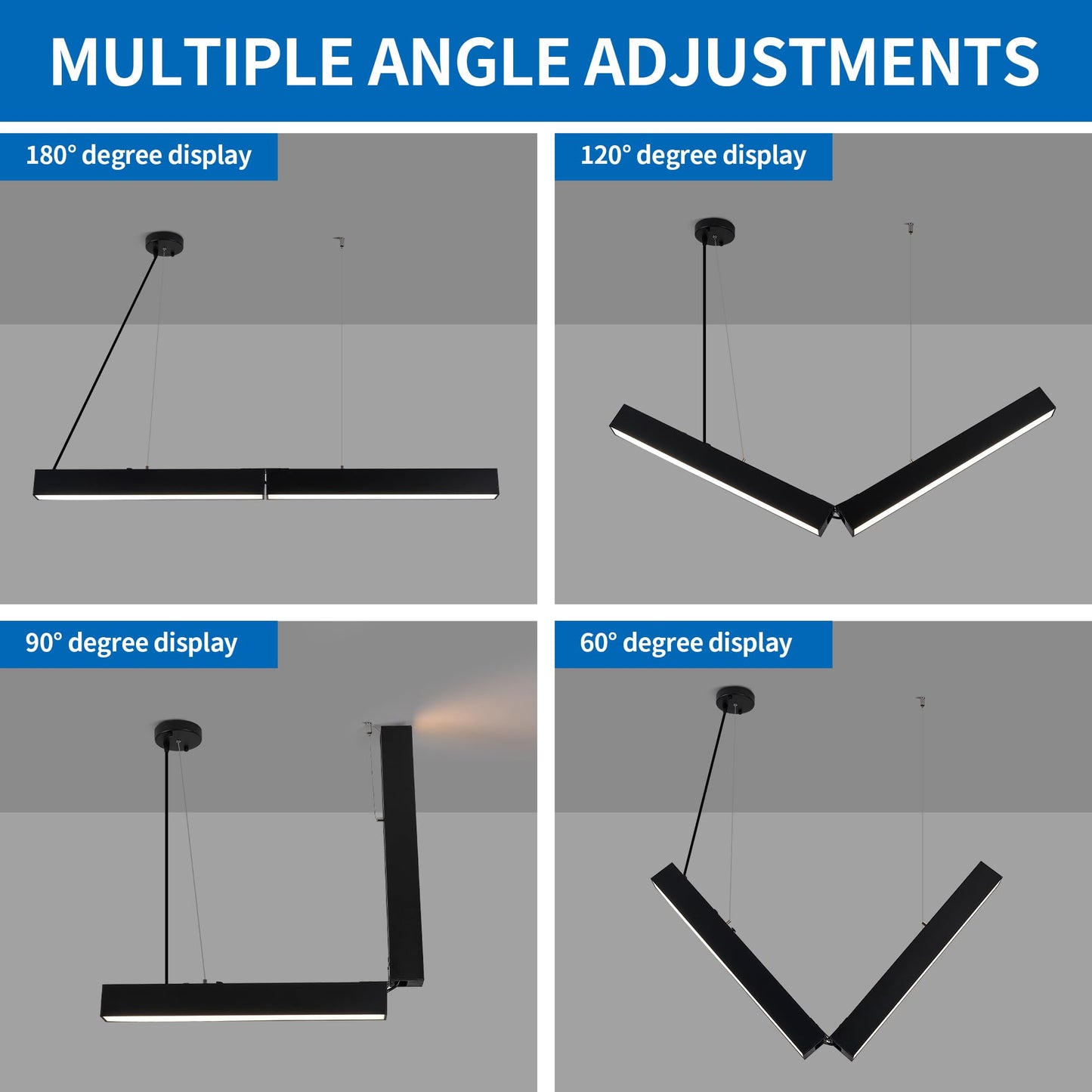 be studied 4FT 50w Led Linear Light, Fixture 0-10V Controlled Dimming 3000K 4000K 6000K Color Changing, Black Ceiling Shop Light, Suspended Office Lighting Fixture 2 Packs