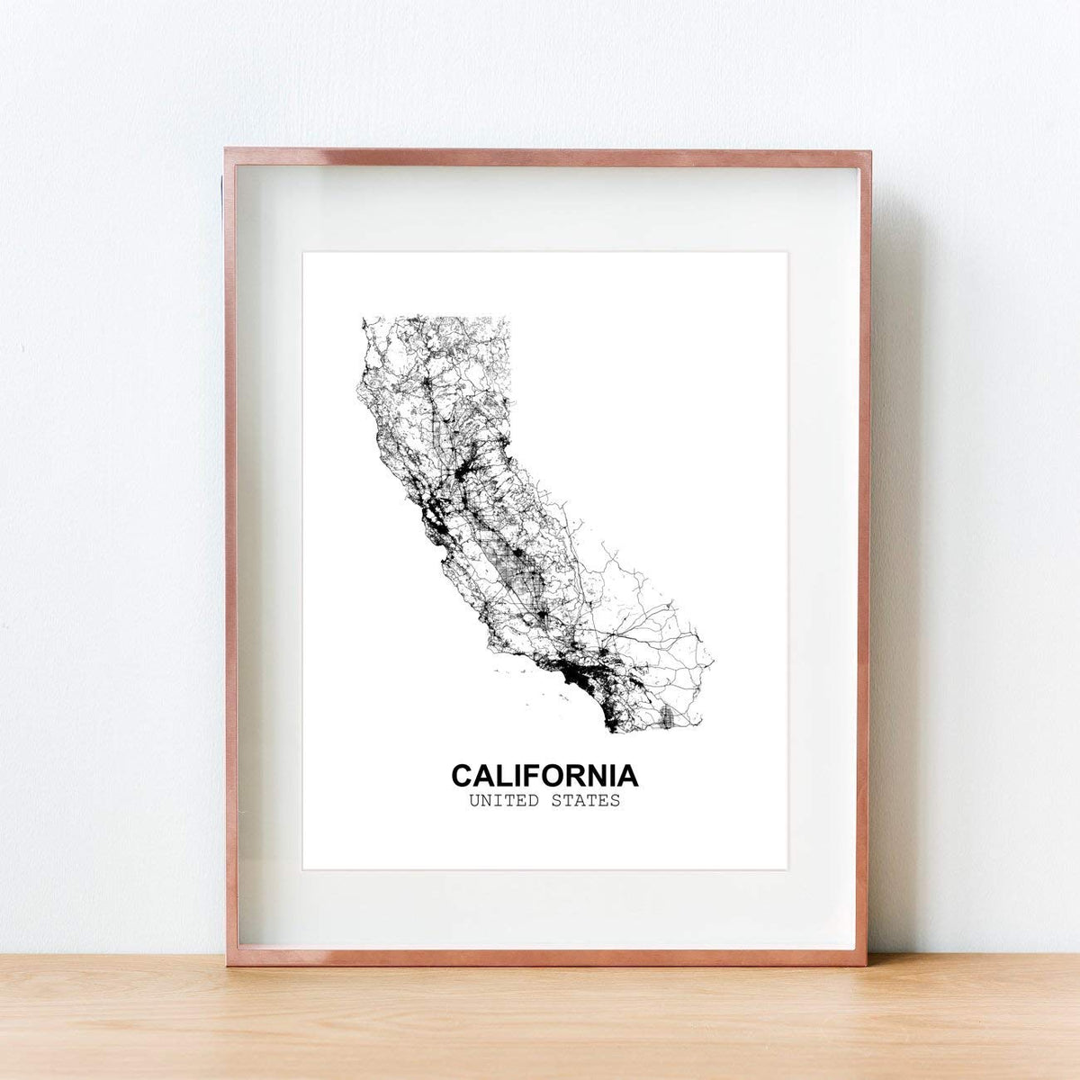 Eleville 11X14 Unframed California United States Country View Abstract Road Modern Map Art Print Poster Wall Office Home Decor Minimalist Line Art Hometown Housewarming wgn164