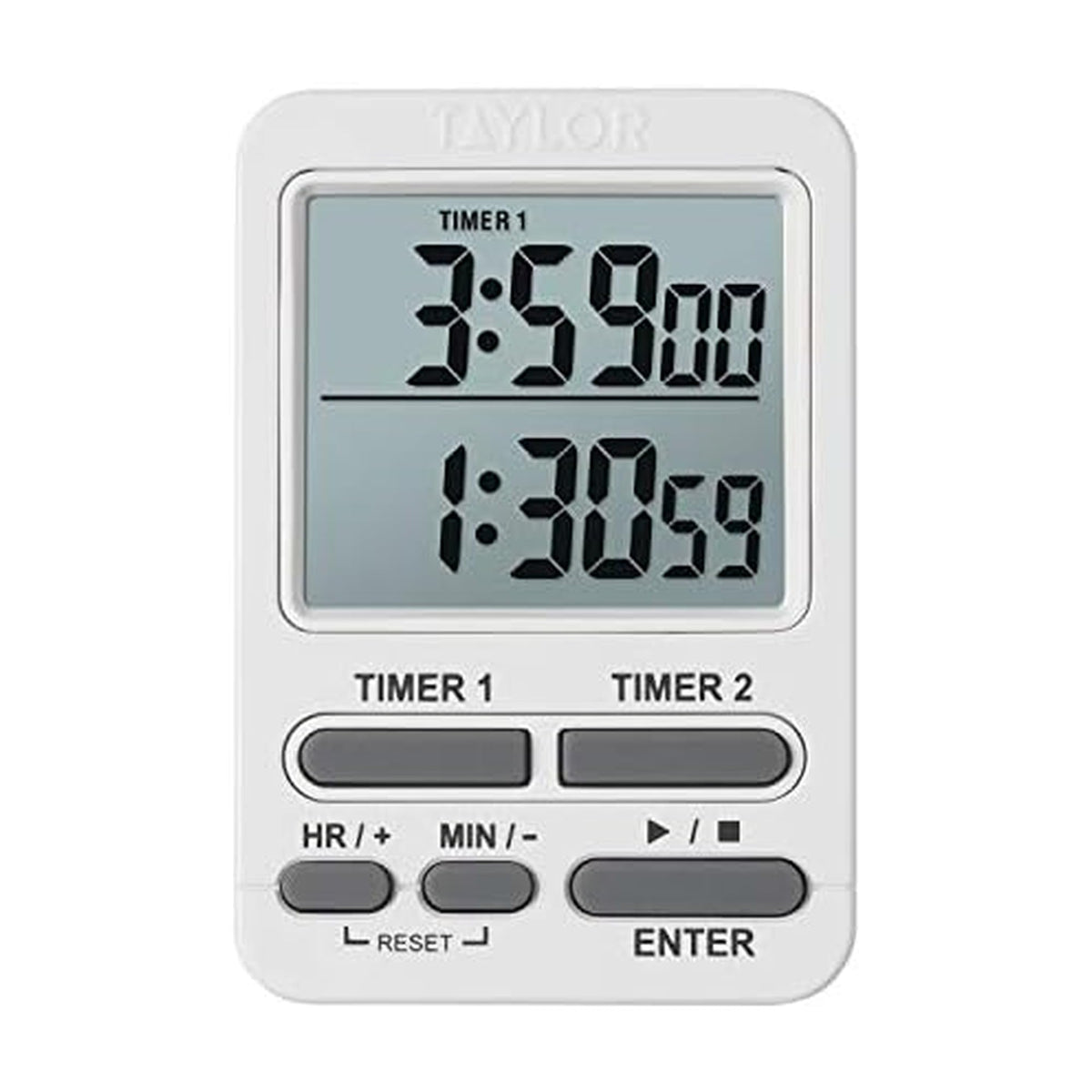 Taylor Dual Event Digital Timer w/Clock, White