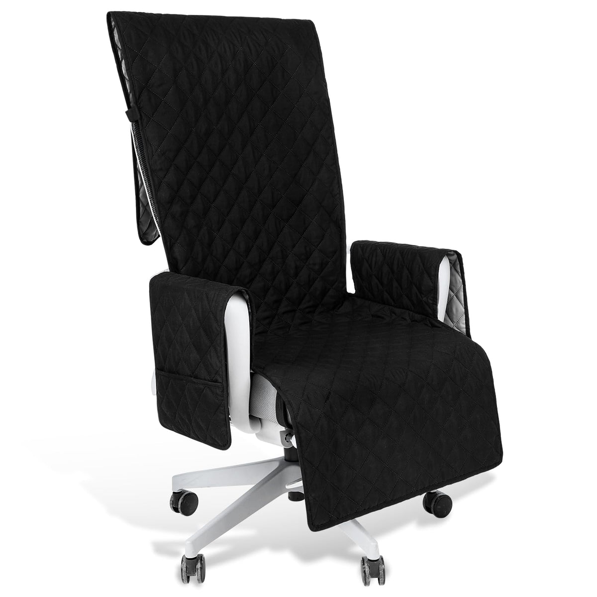Executive Office Chair Covers with Arms Computer Large Desk Chair Cover Protector Quilted Water Resistant Executive Boss Cover Washable with Non Slip Buckle Universal Office Chairs with Arm Covers